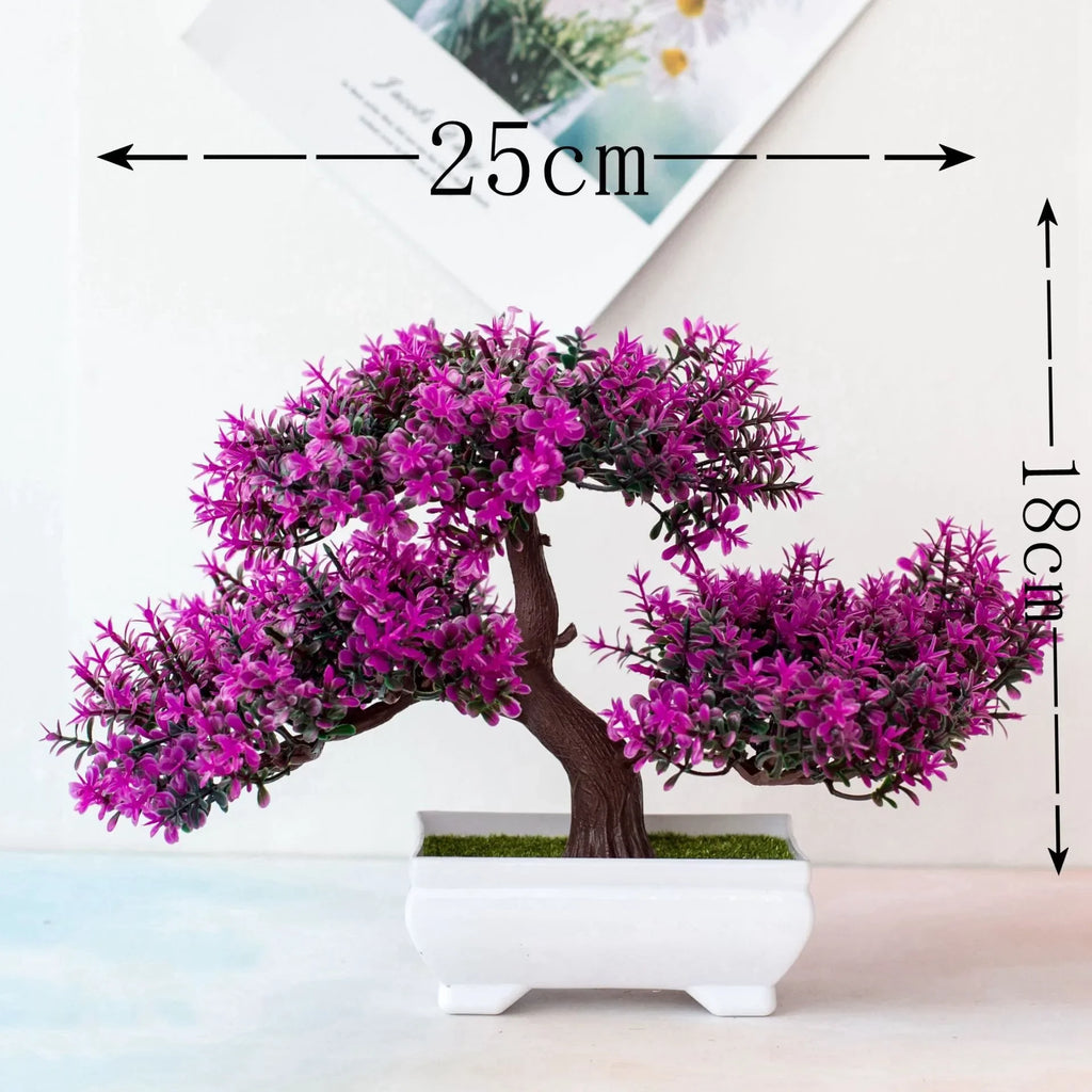 Artificial Bonsai Plant with Pot | Mini Faux Tree & Flower Décor for Home, Office & Table