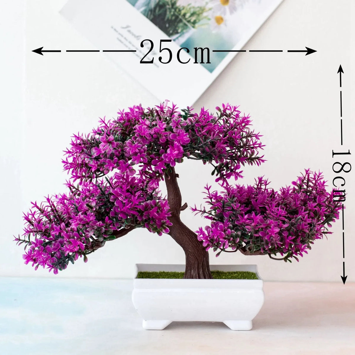 Artificial Bonsai Plant with Pot | Mini Faux Tree & Flower Décor for Home, Office & Table