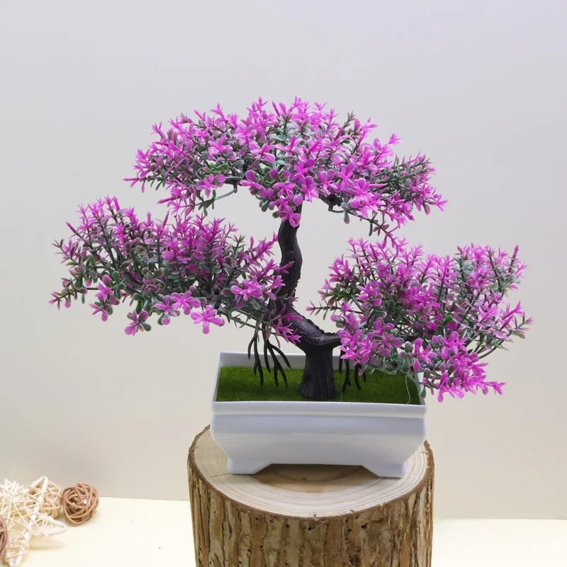 Artificial Bonsai Plant with Pot | Mini Faux Tree & Flower Décor for Home, Office & Table