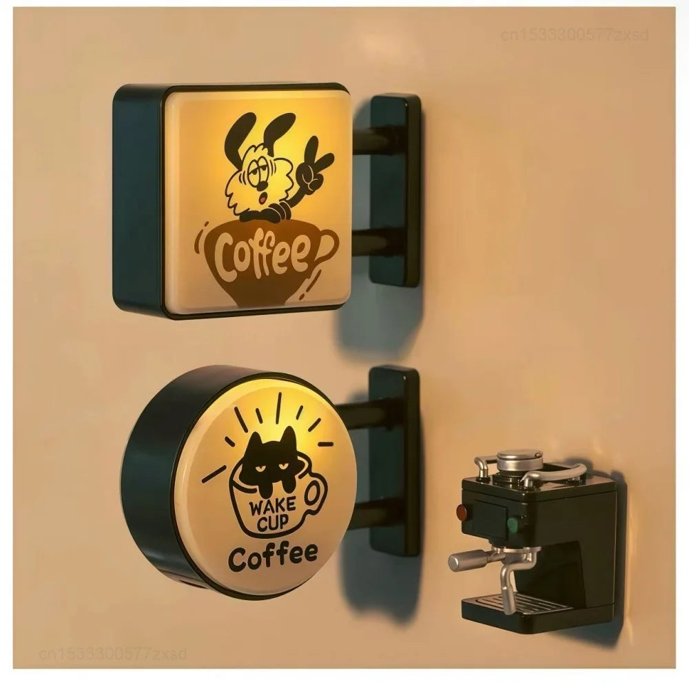 Retro Coffee Corner Light-Up Fridge Magnet | Vintage Coffee Shop Retro Coffee Corner Decoration
