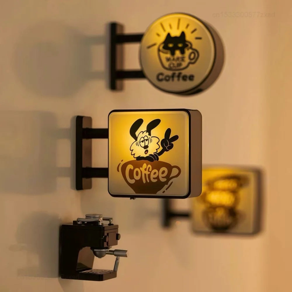 Retro Coffee Corner Light-Up Fridge Magnet | Vintage Coffee Shop Retro Coffee Corner Decoration