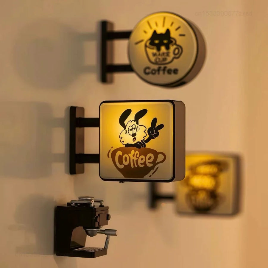 Retro Coffee Corner Light-Up Fridge Magnet | Vintage Coffee Shop Retro Coffee Corner Decoration