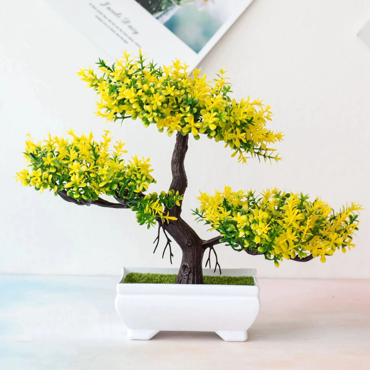 Artificial Bonsai Plant with Pot | Mini Faux Tree & Flower Décor for Home, Office & Table