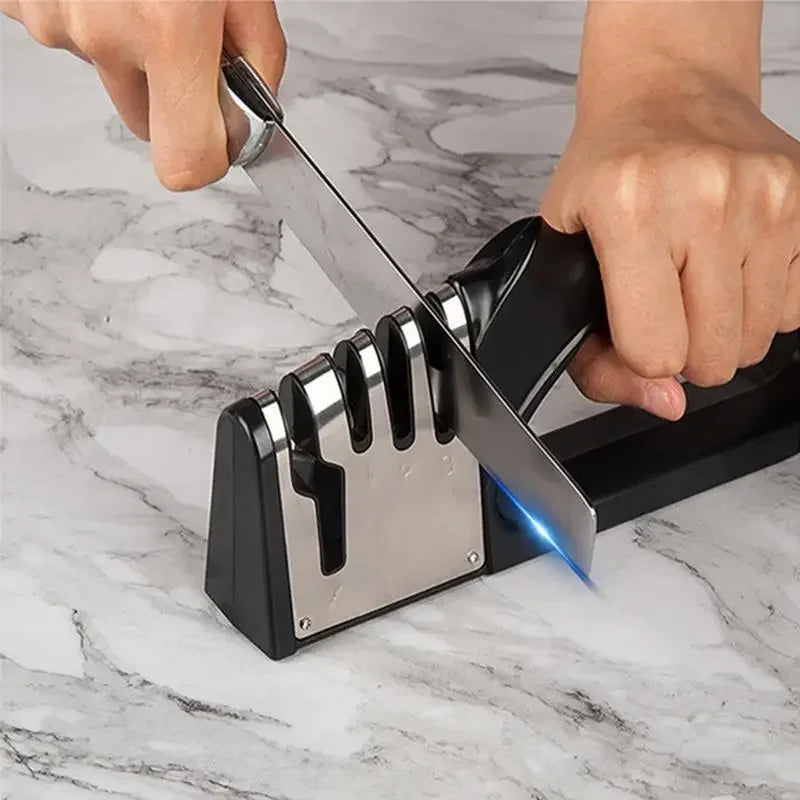4-Stage Kitchen Knife Sharpener | Professional Manual Knife Sharpening Tool with Non-Slip Base