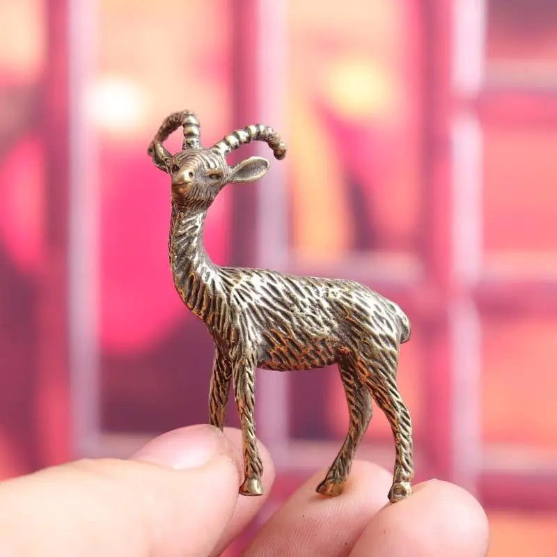 Vintage Brass Goat Figurine | Handmade Desktop Décor & Tea Pet Ornament