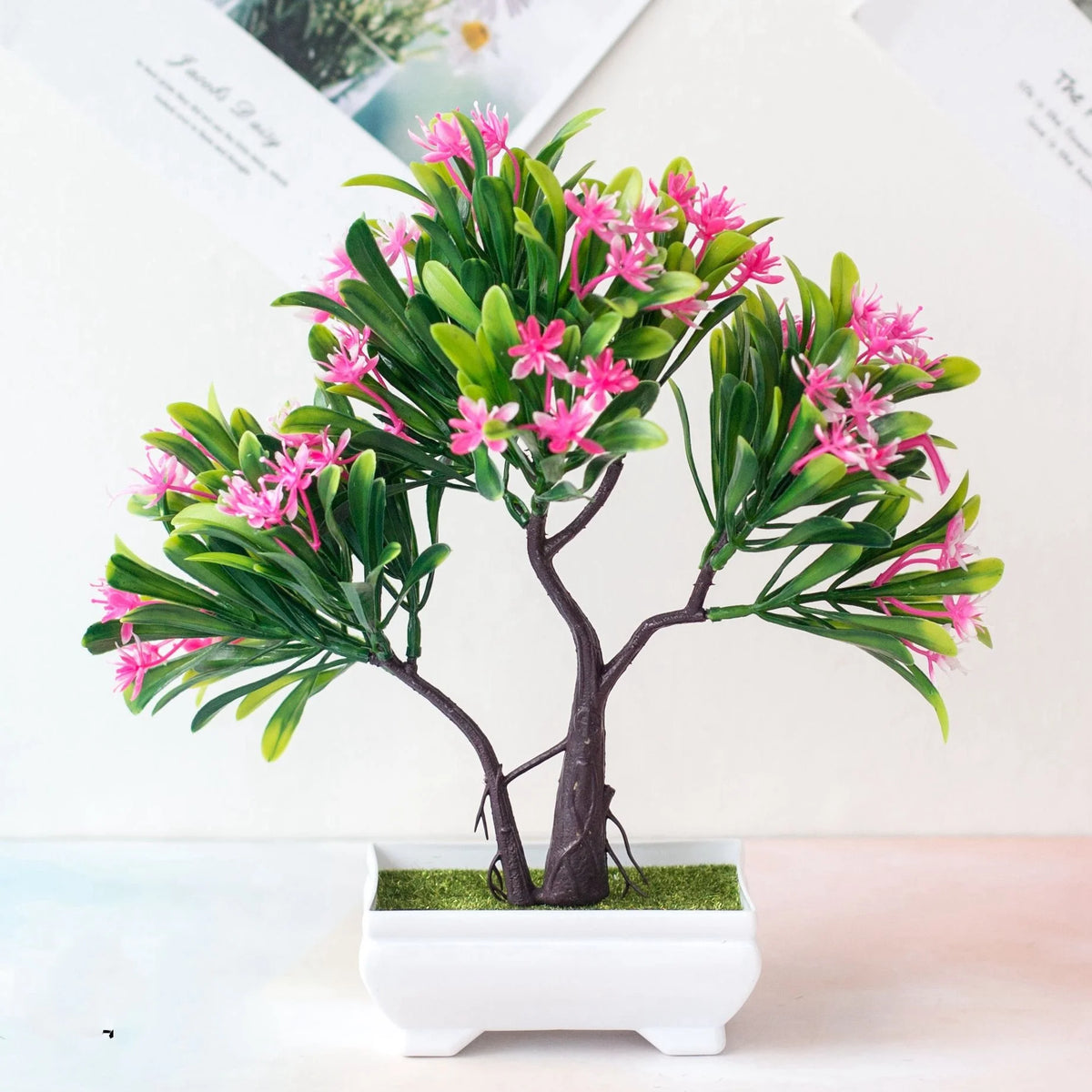 Artificial Bonsai Plant with Pot | Mini Faux Tree & Flower Décor for Home, Office & Table