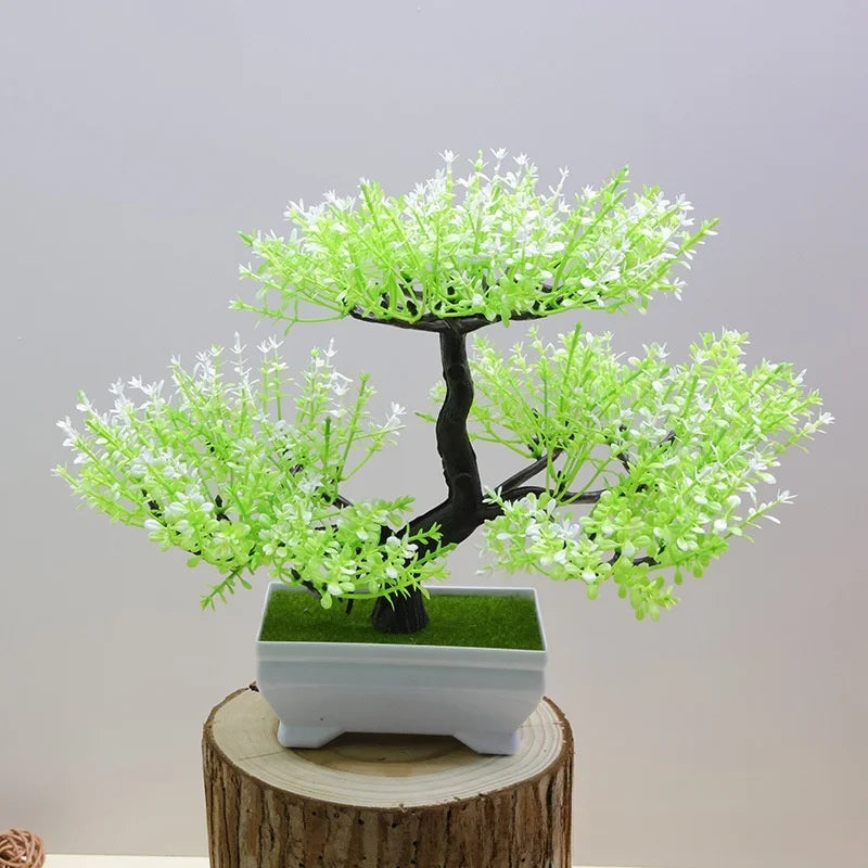 Artificial Bonsai Plant with Pot | Mini Faux Tree & Flower Décor for Home, Office & Table