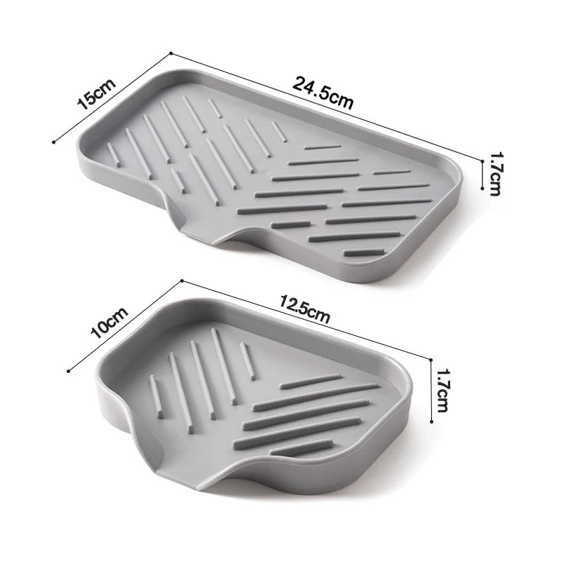 Silicone Kitchen Sink Organizer Tray with Drain | Soap & Sponge Holder (1 or 2 Pack)