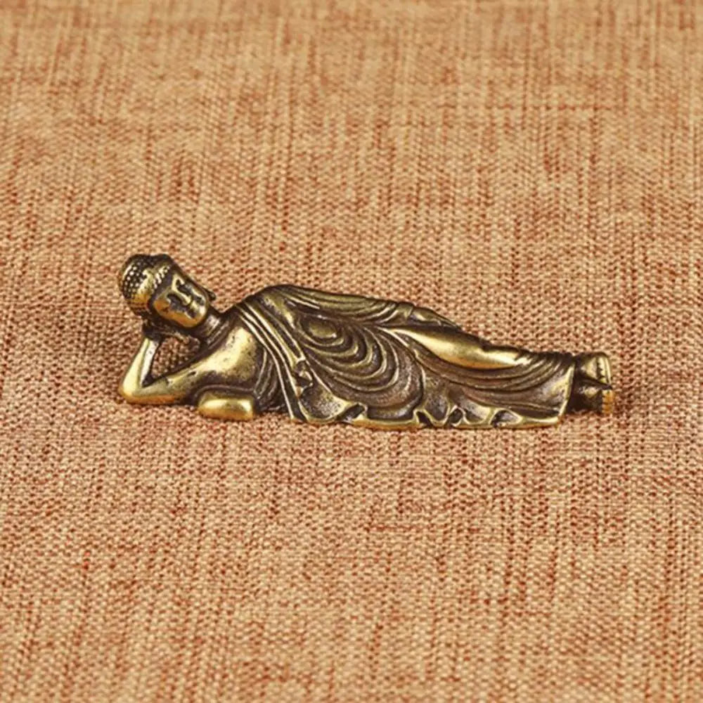 Mini Brass Reclining Buddha Statue | Vintage Meditation Home Decor