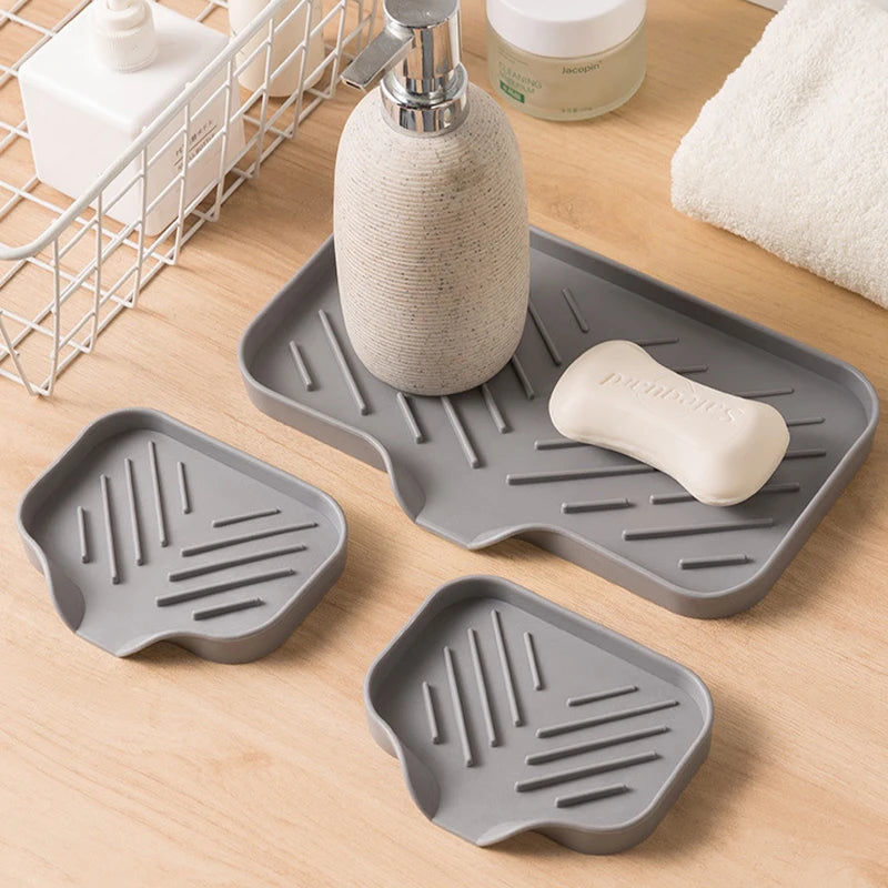 Silicone Kitchen Sink Organizer Tray with Drain | Soap & Sponge Holder (1 or 2 Pack)
