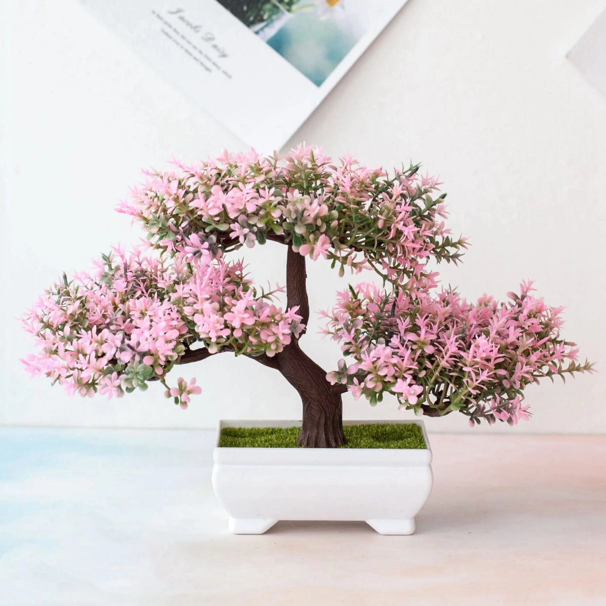 Artificial Bonsai Plant with Pot | Mini Faux Tree & Flower Décor for Home, Office & Table