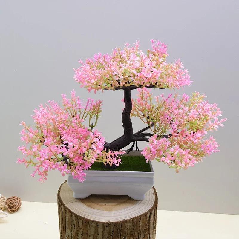 Artificial Bonsai Plant with Pot | Mini Faux Tree & Flower Décor for Home, Office & Table