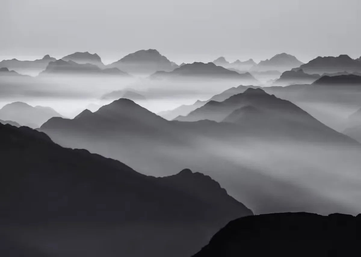 Modern Black  White Landscape Canvas Prints  Mountain Lake Scenery Wall Art for Living Room Decor