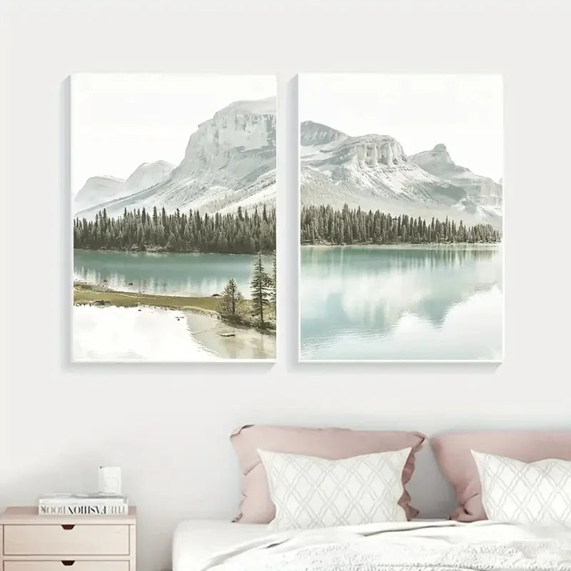 3pcs Nordic Mountain Lake Landscape Canvas Wall Art Nature Scenery Poster for Home Decor High-Quality Print for Living Room