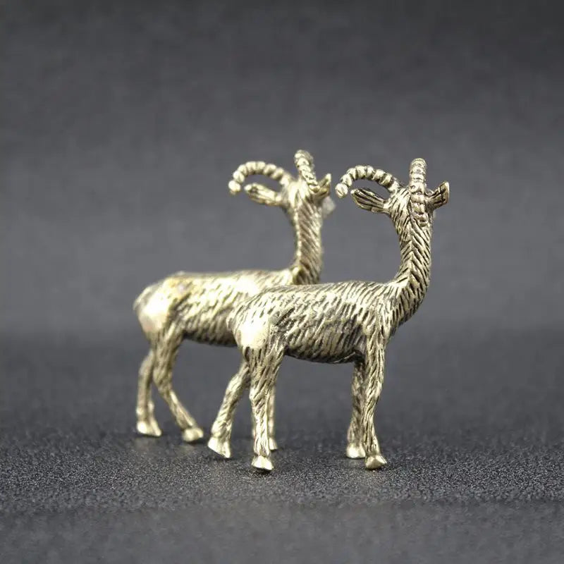 Vintage Brass Goat Figurine | Handmade Desktop Décor & Tea Pet Ornament