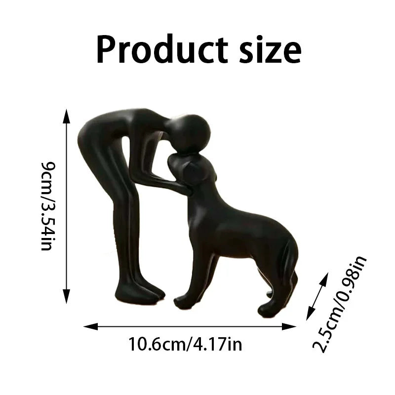 Abstract Human & Pet Figurine | Modern Companion Sculpture for Home & Office Decor.