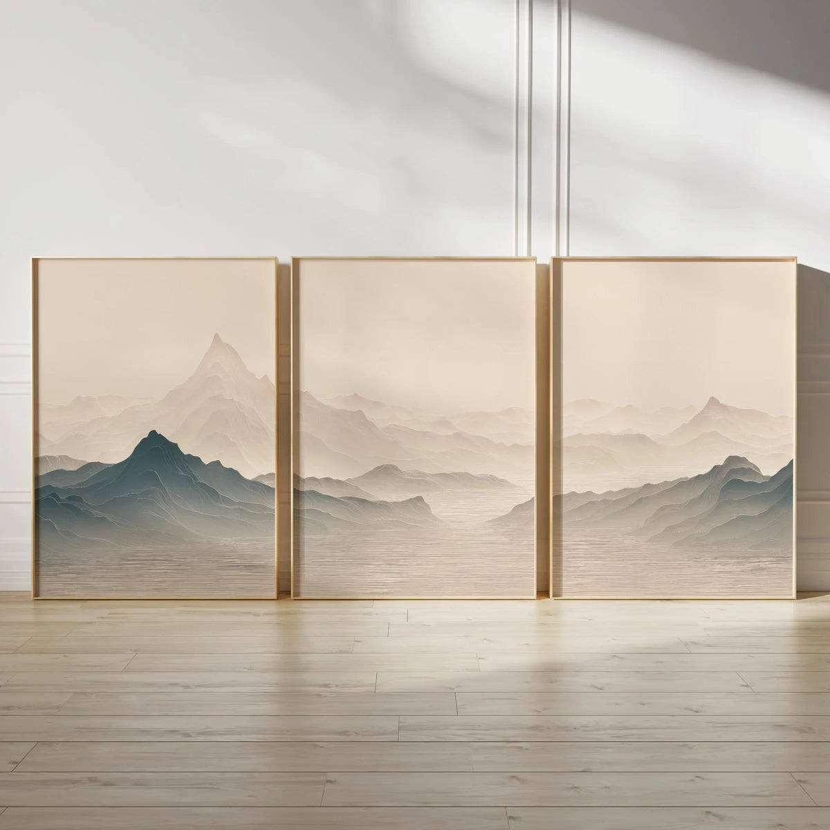 Japanese Zen Landscape Wall Art Set | Minimalist Cherry Blossom Canvas Prints – 3-Piece Décor