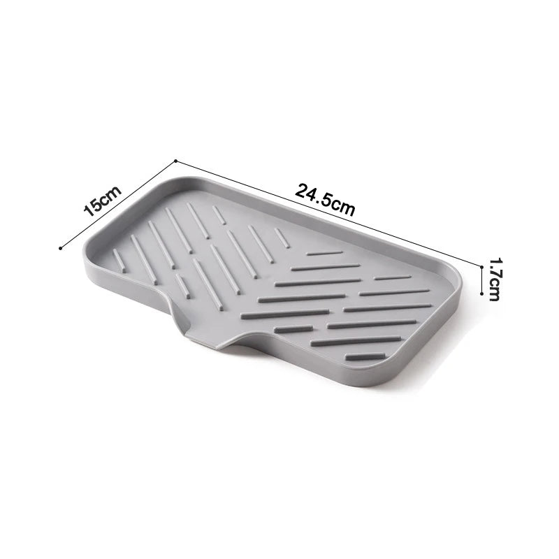 Silicone Kitchen Sink Organizer Tray with Drain | Soap & Sponge Holder (1 or 2 Pack)