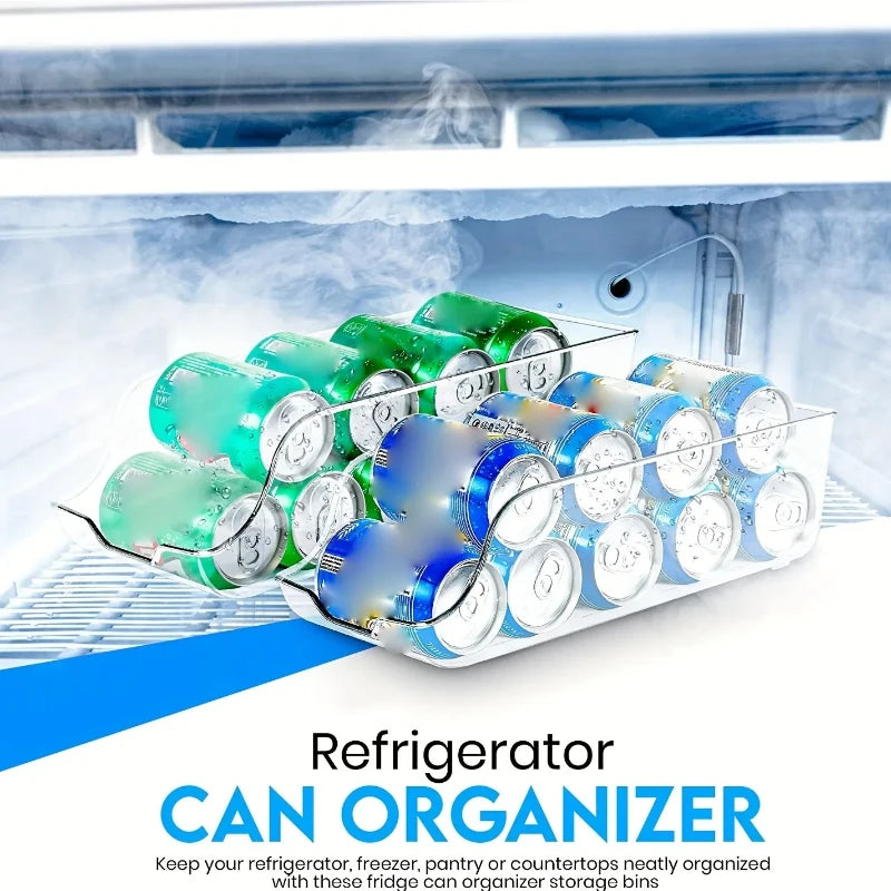 Stackable Refrigerator Storage Bin | Clear Kitchen Organizer for Cans, Fruits & Pantry Essentials