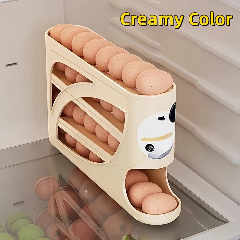 3-Tier Rolling Egg Storage Organizer | Refrigerator Egg Holder for Up to 24 Eggs