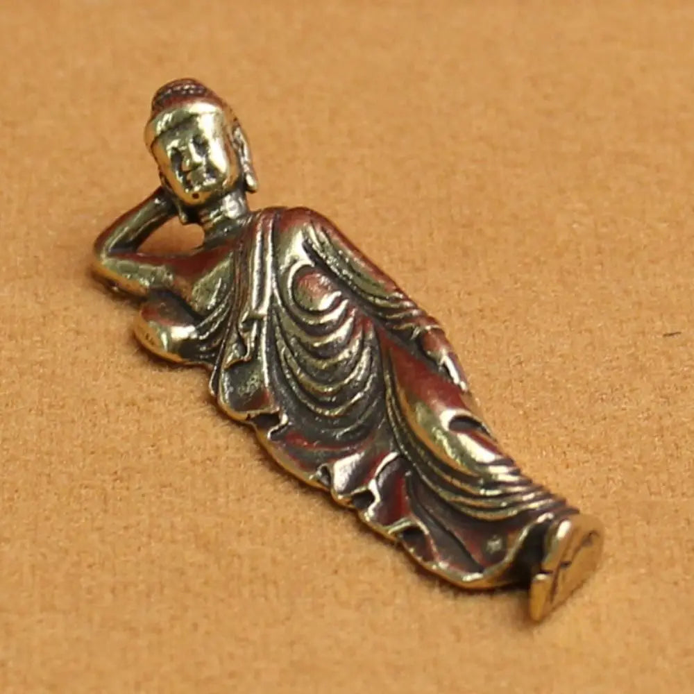 Mini Brass Reclining Buddha Statue | Vintage Meditation Home Decor