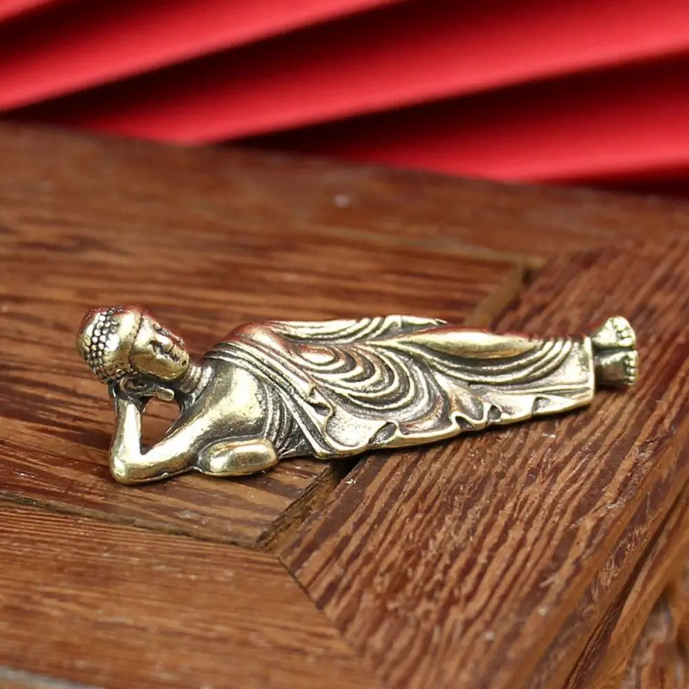 Mini Brass Reclining Buddha Statue | Vintage Meditation Home Decor