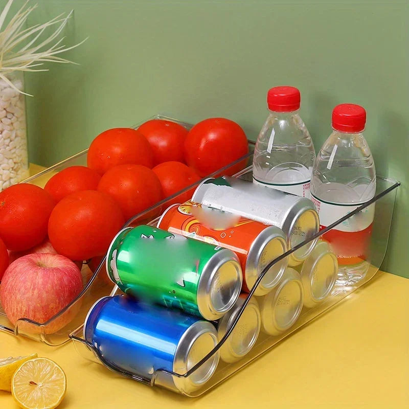 Stackable Refrigerator Storage Bin | Clear Kitchen Organizer for Cans, Fruits & Pantry Essentials