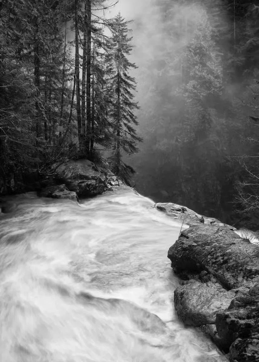 Modern Black  White Landscape Canvas Prints  Mountain Lake Scenery Wall Art for Living Room Decor