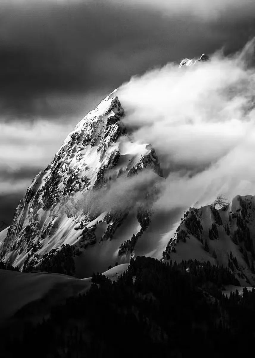 Modern Black  White Landscape Canvas Prints  Mountain Lake Scenery Wall Art for Living Room Decor