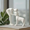 Abstract Human & Pet Figurine | Modern Companion Sculpture for Home & Office Decor.