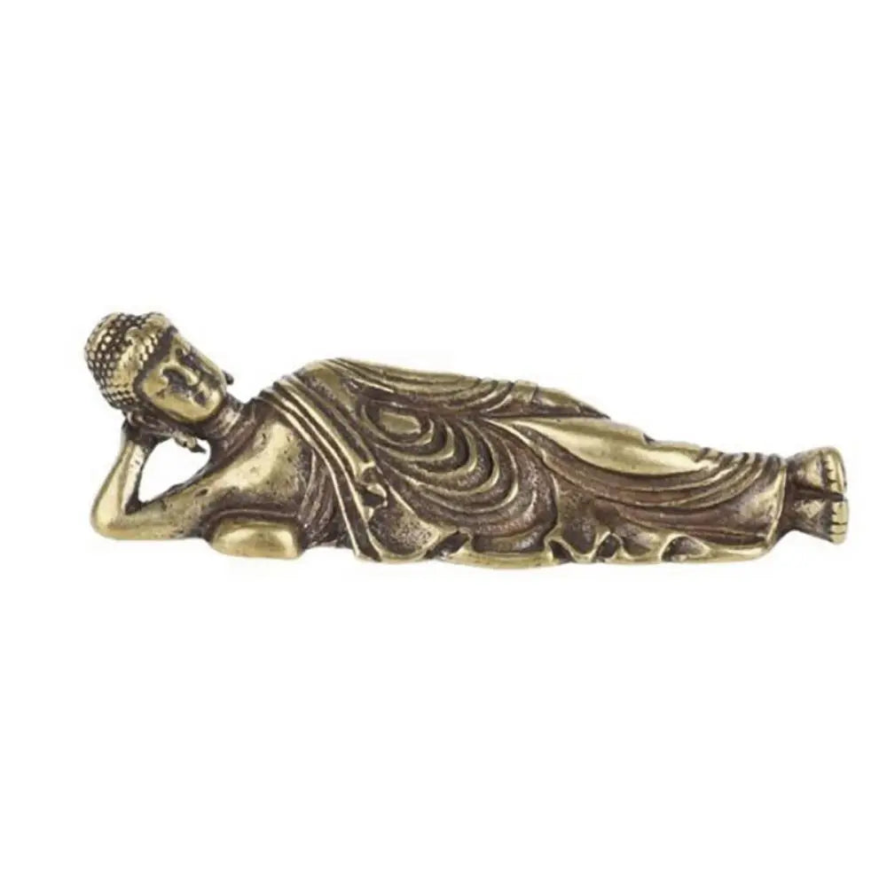 Mini Brass Reclining Buddha Statue | Vintage Meditation Home Decor