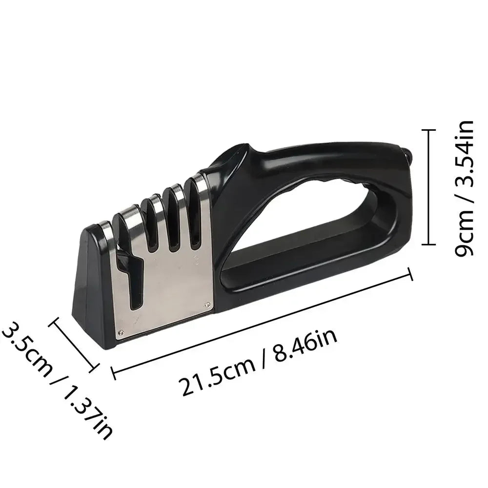 4-Stage Kitchen Knife Sharpener | Professional Manual Knife Sharpening Tool with Non-Slip Base