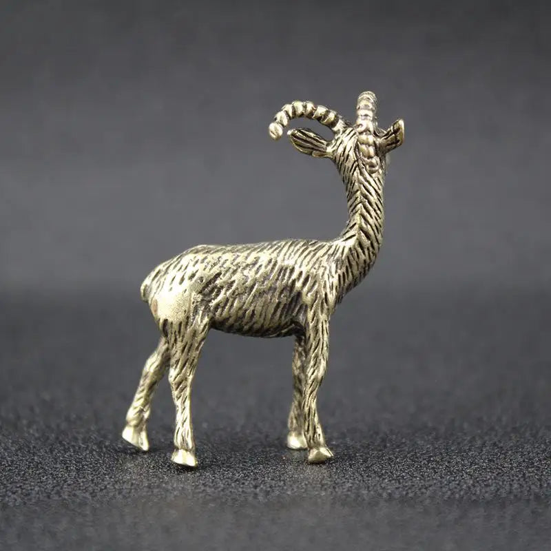 Vintage Brass Goat Figurine | Handmade Desktop Décor & Tea Pet Ornament