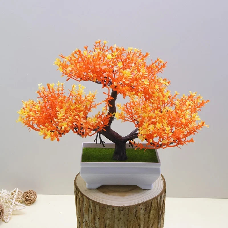 Artificial Bonsai Plant with Pot | Mini Faux Tree & Flower Décor for Home, Office & Table