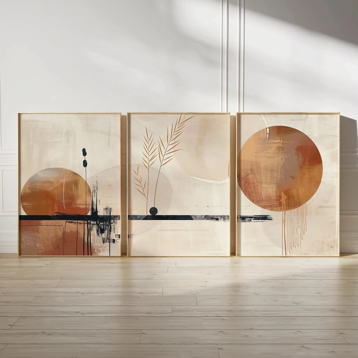 Japanese Zen Landscape Wall Art Set | Minimalist Cherry Blossom Canvas Prints – 3-Piece Décor