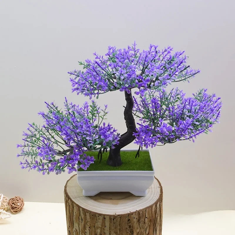 Artificial Bonsai Plant with Pot | Mini Faux Tree & Flower Décor for Home, Office & Table
