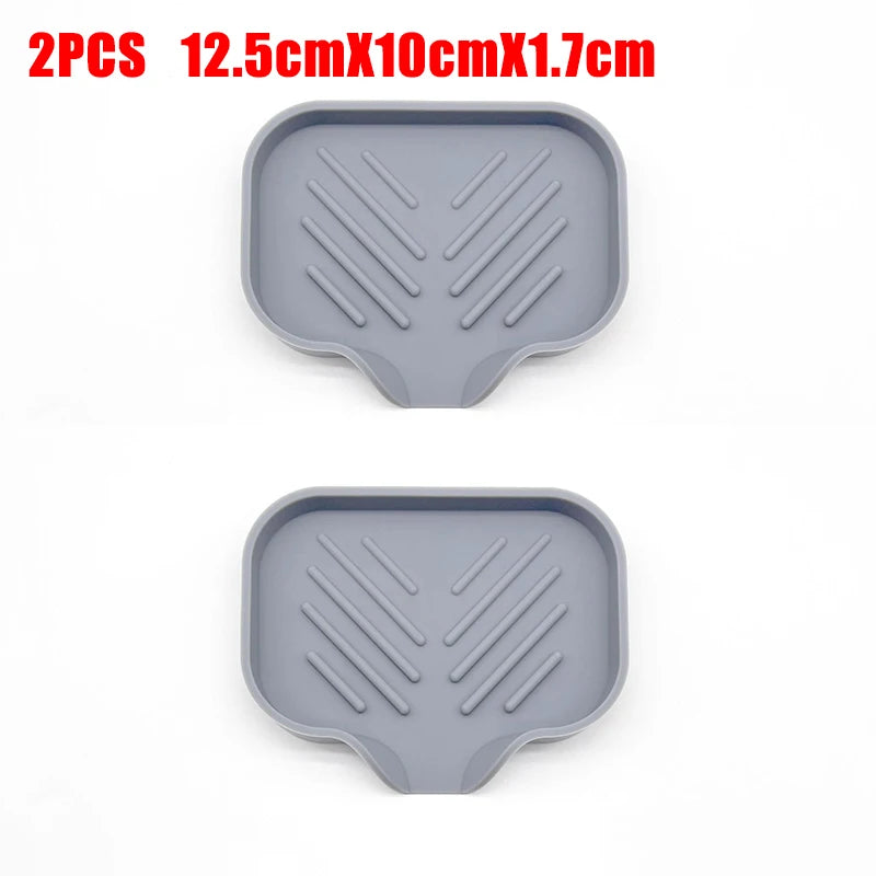 Silicone Kitchen Sink Organizer Tray with Drain | Soap & Sponge Holder (1 or 2 Pack)