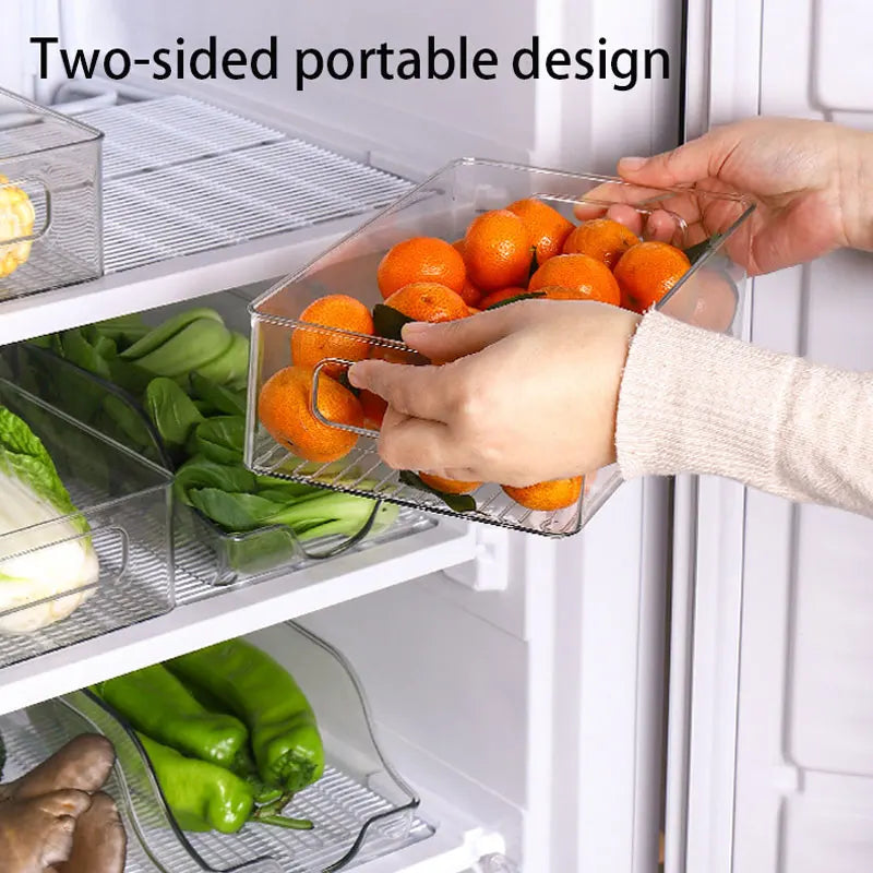 Stackable Refrigerator Storage Bin | Clear Kitchen Organizer for Cans, Fruits & Pantry Essentials