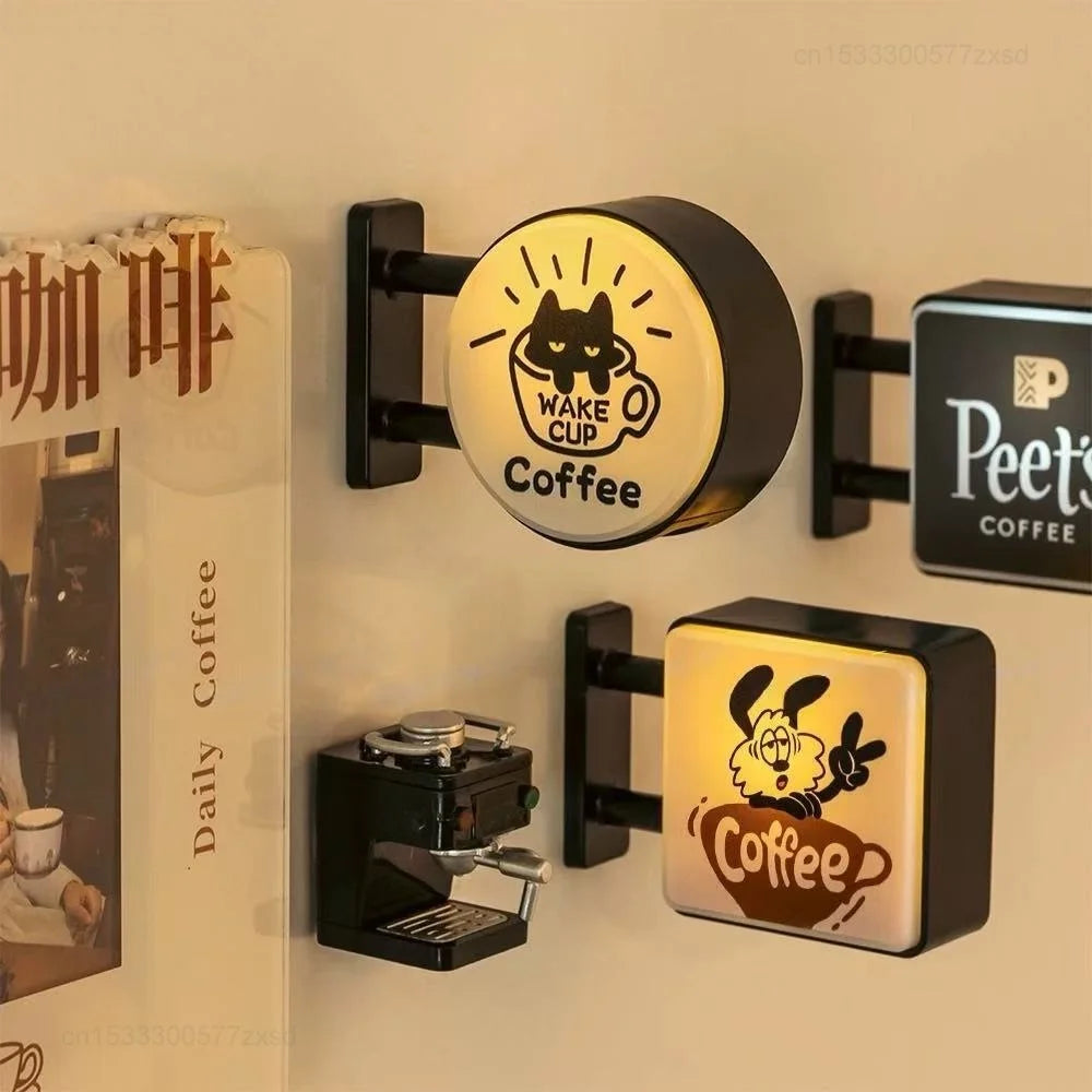 Retro Coffee Corner Light-Up Fridge Magnet | Vintage Coffee Shop Retro Coffee Corner Decoration