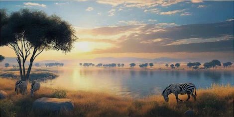 Zebras Poster and Prints Natural Scenery Wild Animal Art Canvas Painting Wall Art Picture for Living Room Home Decor No Frame